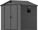 Devoko Plastic Outdoor Storage Shed - Lockable Resin Tool Shed with Window & Floor - Easy Assembly for Garden, Backyard