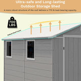 Devoko Plastic Outdoor Storage Shed - Lockable Resin Tool Shed with Window & Floor - Easy Assembly for Garden, Backyard