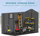 Devoko Plastic Outdoor Storage Shed - Lockable Resin Tool Shed with Window & Floor - Easy Assembly for Garden, Backyard