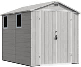 Devoko Plastic Outdoor Storage Shed - Lockable Resin Tool Shed with Window & Floor - Easy Assembly for Garden, Backyard
