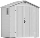 Devoko Plastic Outdoor Storage Shed - Lockable Resin Tool Shed with Window & Floor - Easy Assembly for Garden, Backyard