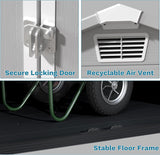 Devoko Plastic Outdoor Storage Shed - Lockable Resin Tool Shed with Window & Floor - Easy Assembly for Garden, Backyard