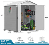 Devoko Plastic Outdoor Storage Shed - Lockable Resin Tool Shed with Window & Floor - Easy Assembly for Garden, Backyard