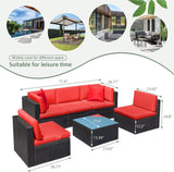 Devoko 6 Pieces Outdoor Sectional Sofa, U Shape Wicker Patio Seating Sets