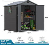 Devoko Plastic Outdoor Storage Shed - Lockable Resin Tool Shed with Window & Floor - Easy Assembly for Garden, Backyard
