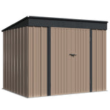 Devoko 8'x6' Patio Metal Storage Shed with Lockable Door,Outdoor Steel Tool Storage Shed for Backyard and Garden