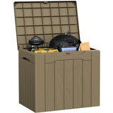 Devoko 31 Gallon Small Deck Box, Lockable Resin Patio Outdoor Storage Box, Weatherproof Outside Storage Bin for Patio Cushions, Garden Tools, Pool Supplies
