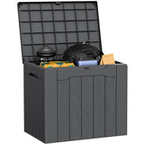 Devoko 31 Gallon Small Deck Box, Lockable Resin Patio Outdoor Storage Box, Weatherproof Outside Storage Bin for Patio Cushions, Garden Tools, Pool Supplies