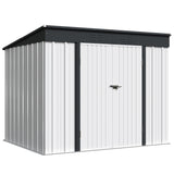 Devoko 8'x6' Patio Metal Storage Shed with Lockable Door,Outdoor Steel Tool Storage Shed for Backyard and Garden