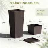 Devoko Tall Planters for Outdoor Plants Set of 2, Woven-Textured Outdoor Plant Pots for Patio, Front Porch