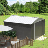 Devoko 10'x10' Patio Metal Storage Shed Outdoor Storage Shed with Lockable Door Tool Storage Shed for Backyard,Brown