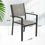 Devoko 7 Pieces Patio Dining Set Outdoor Furniture Set 6 Stackable Textilene Armchairs with Rectangular Table, Light Gray