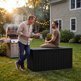 Devoko 99 Gallon Deck Box, Outdoor Storage Container with Lockable Lid, Waterproof Resin Storage Bin for Patio Cushions, Garden Tools & Pool Supplies