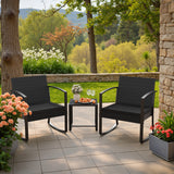 Vineego 3 Pieces Patio Furniture Set, Rocking Chairs with Coffee Table Set, Outdoor Wicker Bistro Set for Garden