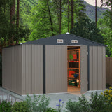 Devoko Patio Metal Storage Shed Outdoor Storage Shed with Lockable Door Tool Storage Shed for Backyard