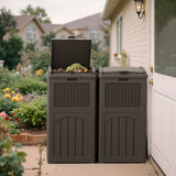 Vineego All-Weather use Trashbin with Lid, Patio Resin Hideaway Trash Can with Waterproof for Backyard