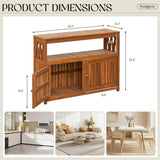Devoko Sideboard Cabinet Weatherproof Acacia Wood Cabinet with Double Door Used for indoor Outdoor Storage, Kitchen, Buffet Cabinet,Brown