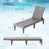 Vineego Set of 2 Patio Outdoor Chaise Lounge Chair Recliner with Adjustable Backrest, Light Taupe