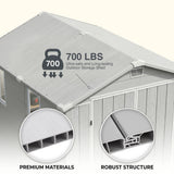 Devoko 6x8 FT Resin Outdoor Storage Shed with Floor, Outside Large Sheds Plastic Waterproof Tool Storage Shed with Window and with Lockable Door for Garden, Backyard, Patio, Lawn, Light Gray