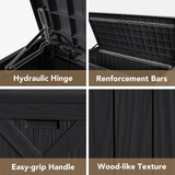 Devoko 120 Gallon Deck Box Resin Outdoor Storage Box Waterproof for Patio (Black)