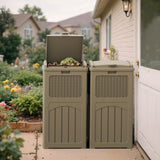 Devoko Outdoor All-Weather use Trashbin with Lid, Patio Resin Hideaway Trash Can with Waterproof for Backyard