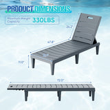 Vineego Set of 2 Patio Outdoor Chaise Lounge Chair Recliner with Adjustable Backrest, Light Taupe