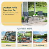 Vineego 3 Pieces Patio Furniture Set Textilene Bistro Set Outdoor Conversation Set Modern Porch Furniture Lawn Chairs with Coffee Table, Black