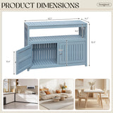 Devoko Sideboard Cabinet Weatherproof Acacia Wood Cabinet with Double Door Used for indoor Outdoor Storage, Kitchen, Buffet Cabinet,Gray