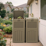 Vineego All-Weather use Trashbin with Lid, Patio Resin Hideaway Trash Can with Waterproof for Backyard