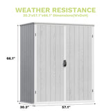 Devoko 5x3 FT Resin Outdoor Storage Cabinet, Plastic Shed with Floor Small Vertical Waterproof Tool Shed with Lockable Door for Garden Backyard Patio Lawn, Light Gray