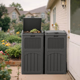 Vineego All-Weather use Trashbin with Lid, Patio Resin Hideaway Trash Can with Waterproof for Backyard