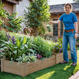 Devoko 92x22x9" Garden Bed Divisible Wooden Planter Box, Outdoor Patio Garden Box Kit to Grow Flower, Fruits, Herbs and Vegetables for Backyard, Patio, Balcony