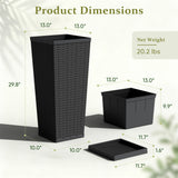 Devoko Tall Planters for Outdoor Plants Set of 2, Woven-Textured Outdoor Plant Pots for Patio, Front Porch