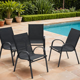 Homall Metal Outdoor Chair Set Stackable Patio Textilene Dining Chair Set of 4, Black