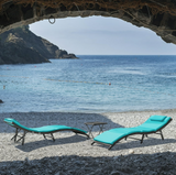 Vineego 3 Pieces Patio Outdoor Chaise Lounge Chair Clearance Outdoor Furniture Set PE Rattan Adjustable Folding Pool Lounge Chair