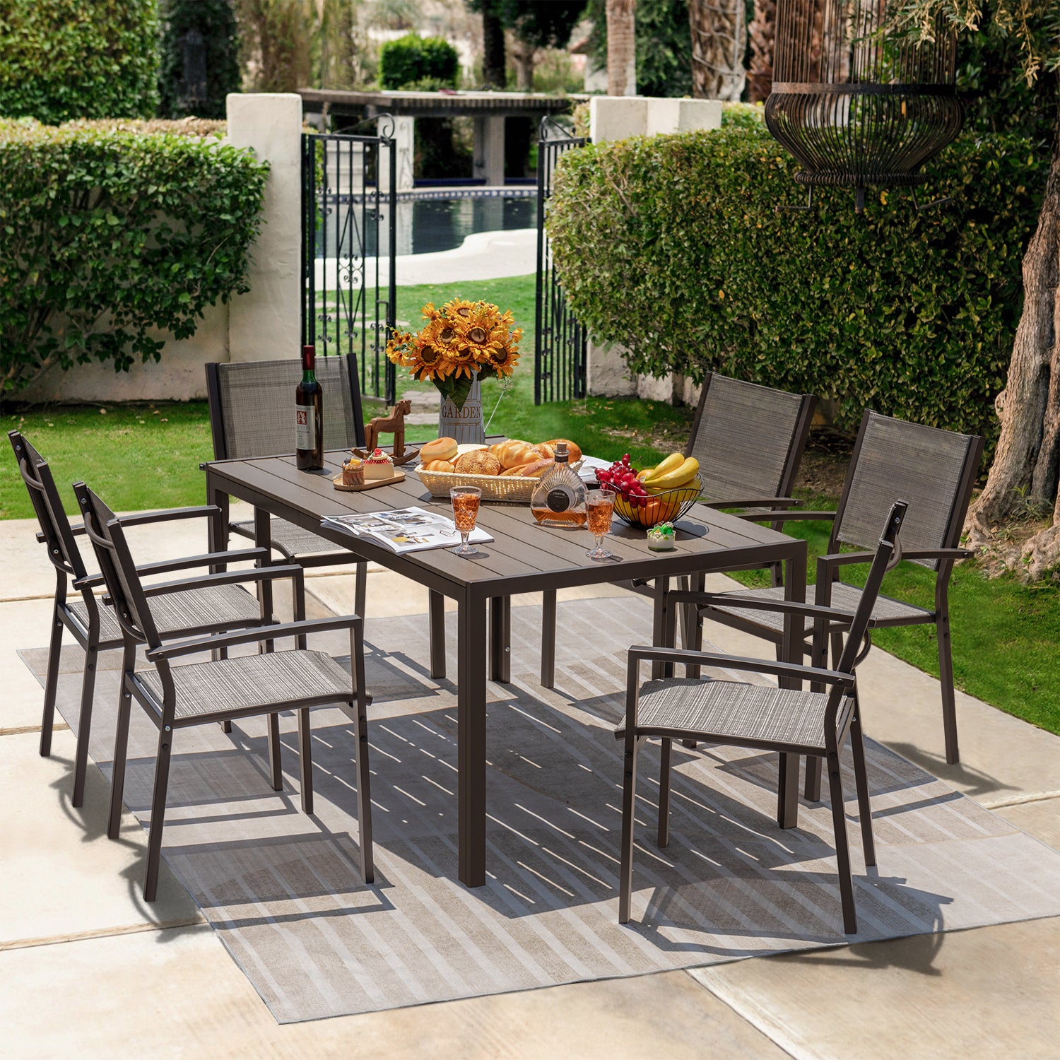 Devoko Pieces Patio Dining Set Outdoor Furniture Set Stackable Tex
