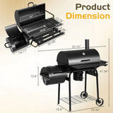 Devoko Charcoal Grill with Offset Smoker Portable Stainless Steel Grill with Cover Versatile Outdoor Camping BBQ and Barrel Smoker for Patio, Backyard & Camping