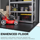 Devoko Plastic Outdoor Storage Shed - Lockable Resin Tool Shed with Window & Floor - Easy Assembly for Garden, Backyard