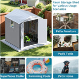 Devoko Plastic Outdoor Storage Shed - Lockable Resin Tool Shed with Window & Floor - Easy Assembly for Garden, Backyard