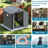 Devoko Plastic Outdoor Storage Shed - Lockable Resin Tool Shed with Window & Floor - Easy Assembly for Garden, Backyard