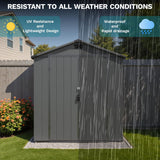 Devoko Plastic Outdoor Storage Shed - Lockable Resin Tool Shed with Window & Floor - Easy Assembly for Garden, Backyard