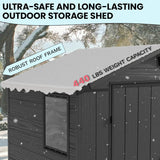 Devoko Plastic Outdoor Storage Shed - Lockable Resin Tool Shed with Window & Floor - Easy Assembly for Garden, Backyard