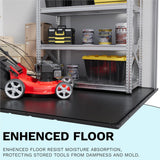 Devoko Plastic Outdoor Storage Shed - Lockable Resin Tool Shed with Window & Floor - Easy Assembly for Garden, Backyard