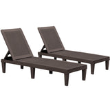 Devoko Set of 2 Patio Outdoor Chaise Lounge Chair Recliner with Adjustable Backrest, Light Taupe