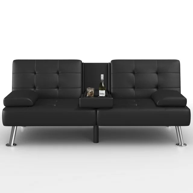 Devoko Modern Faux Leather Futon Sofa Bed Convertible Folding Sofa Bed