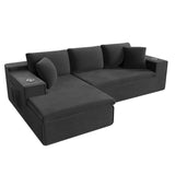 Vineego 110" L Shaped Modular Sectional Sofa 3 Seat Cloud Sectional Couch with Deep Seat Upholstered Boneless Couches for Living Room