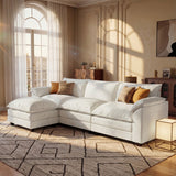 Devoko 119" 3-Seat Modular Sectional Sofa, L-Shaped Cloud Couch with Movable Ottoman for Living Room, Upholstered Sofa