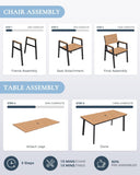Devoko 7 Pcs Aluminum Patio Dining Sets with HIPS Tabletop Outdoor Table and Chairs with Umbrella Hole, Patio Furniture Sets for Garden Lawn Poolside