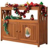 Devoko Sideboard Cabinet Weatherproof Acacia Wood Cabinet with Double Door Used for indoor Outdoor Storage, Kitchen, Buffet Cabinet,Brown
