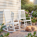 Devoko Outdoor Rocking Chair Set of 2, Solid Acacia Wood Patio Rocking Chairs with High Backrest, Porch Rocker for Patio Garden Balcony